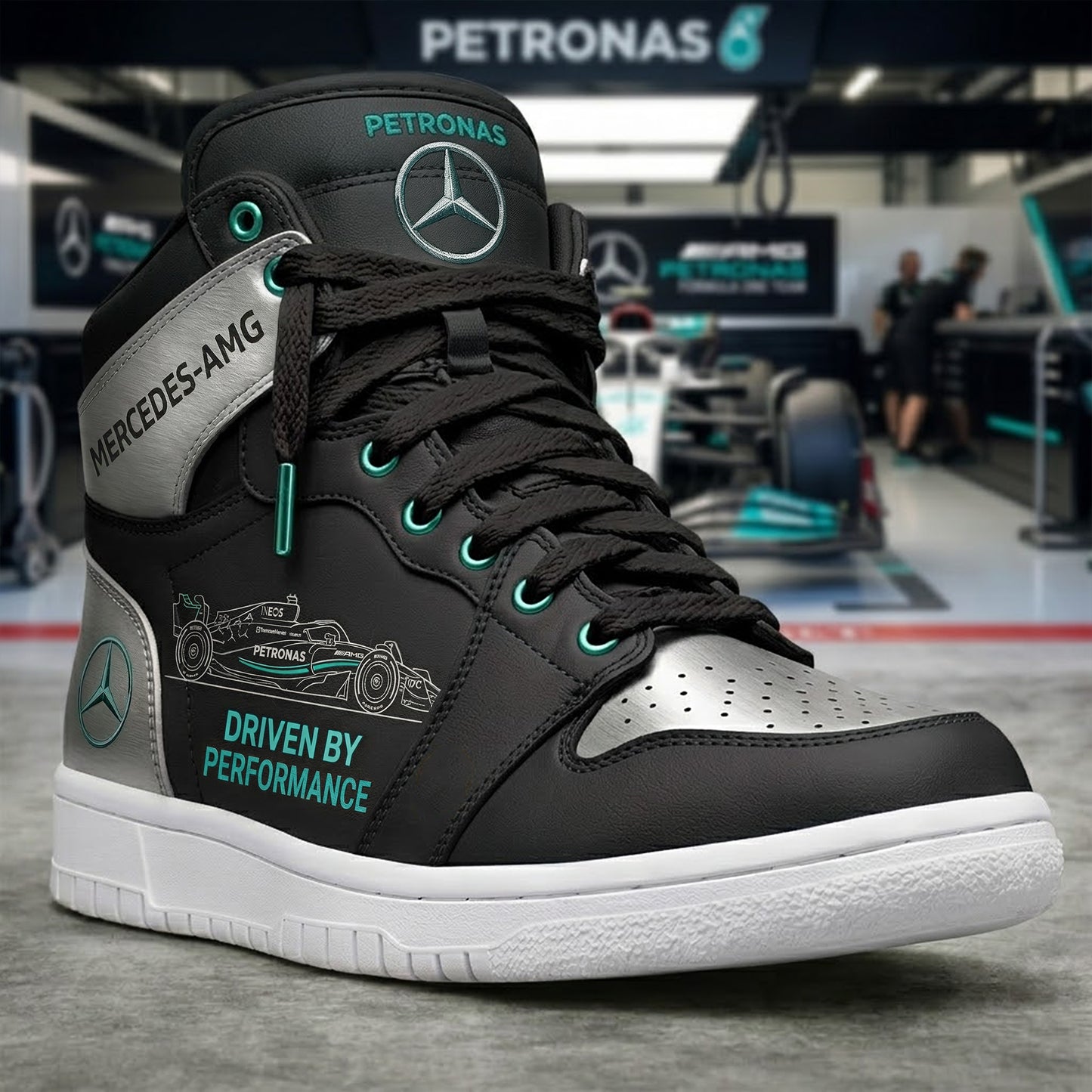 Merc Amg Petronas AF1 High Factory Custom Sneaker