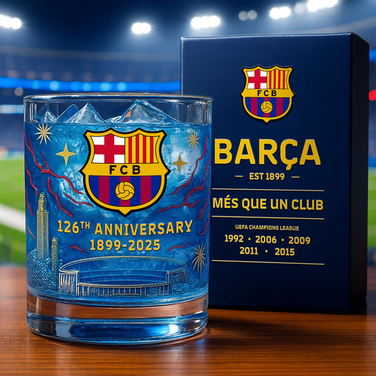 Personalized Barca 126 Years Anniversary Whisky , Barcelona Whiskey Glass