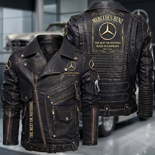 Merc Est.1926 Belt Solid Zipper Street Leather Jacket
