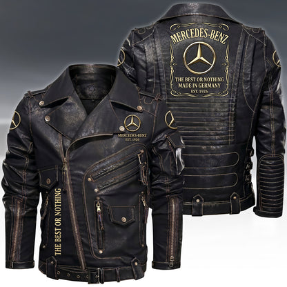 Merc Est.1926 Belt Solid Zipper Street Leather Jacket