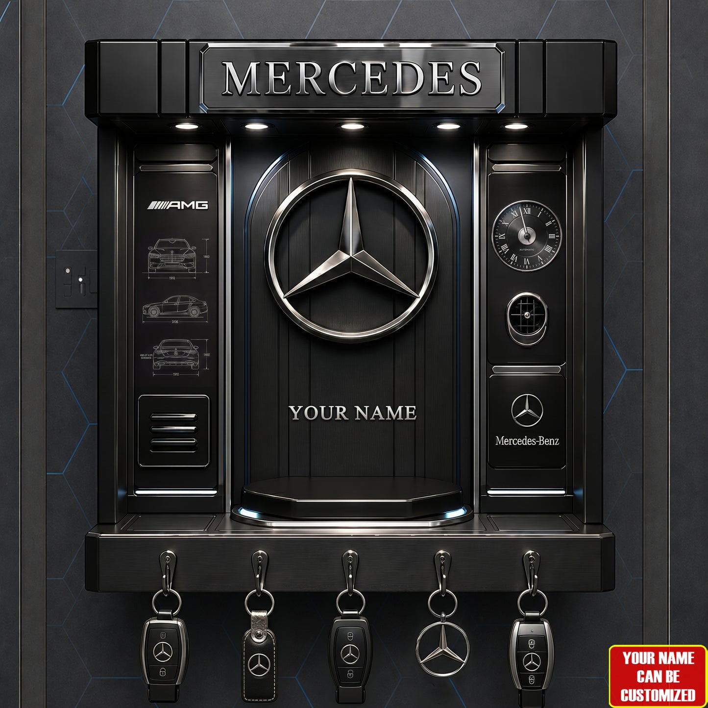 Merc Acrylic Key Hanger - Personalized Gifts For Cars Lover