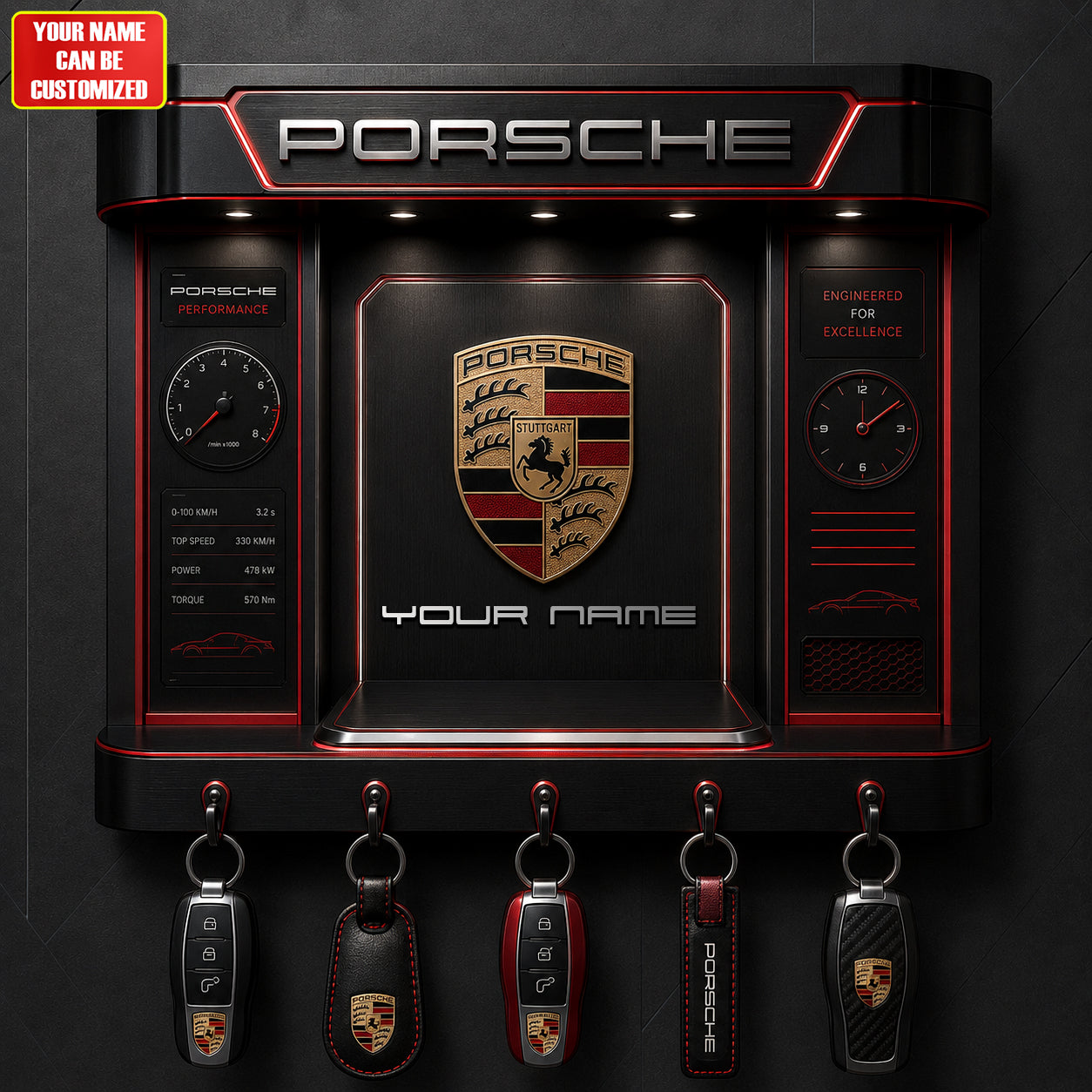 Pors Acrylic Key Hanger - Personalized Gifts For Cars Lover