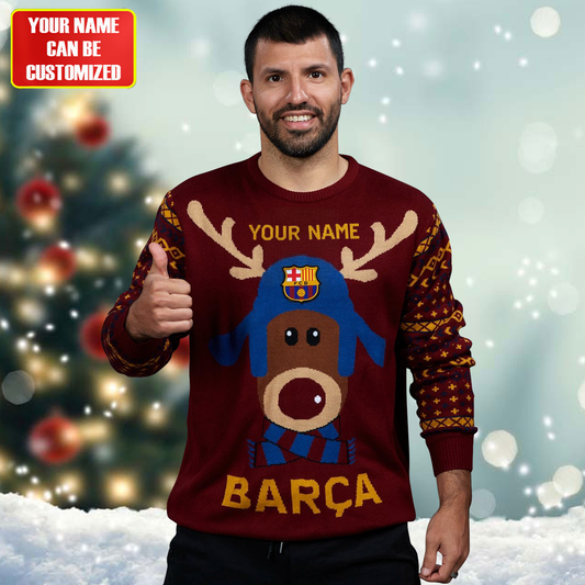 Deer Barca Ugly Christmas Sweater , Unisex Wool Sweater P281005