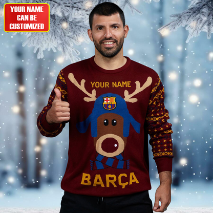 Deer Barca Ugly Christmas Sweater , Unisex Wool Sweater P281005
