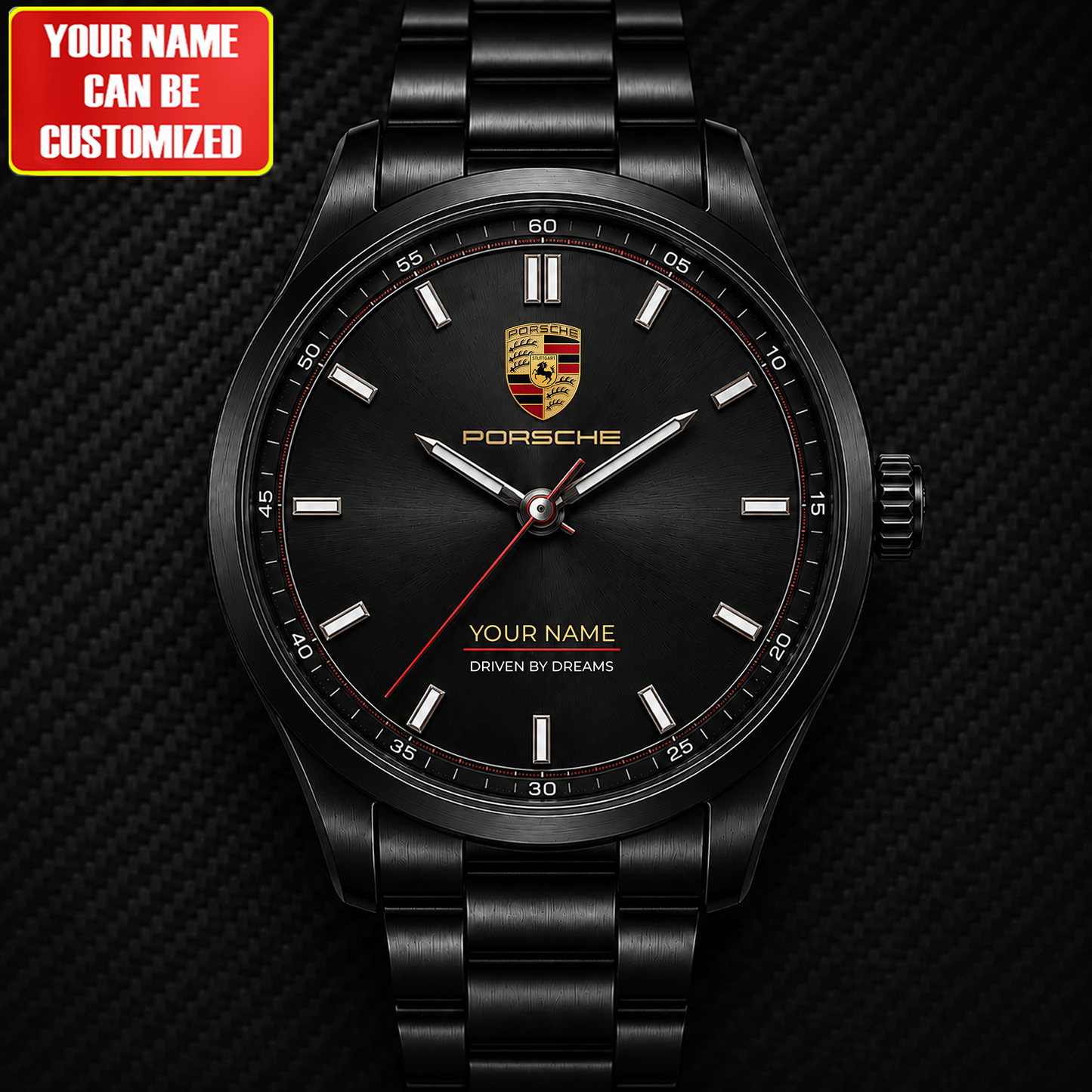 Personalized Pors Driven Stainless Steel Quartz Watch