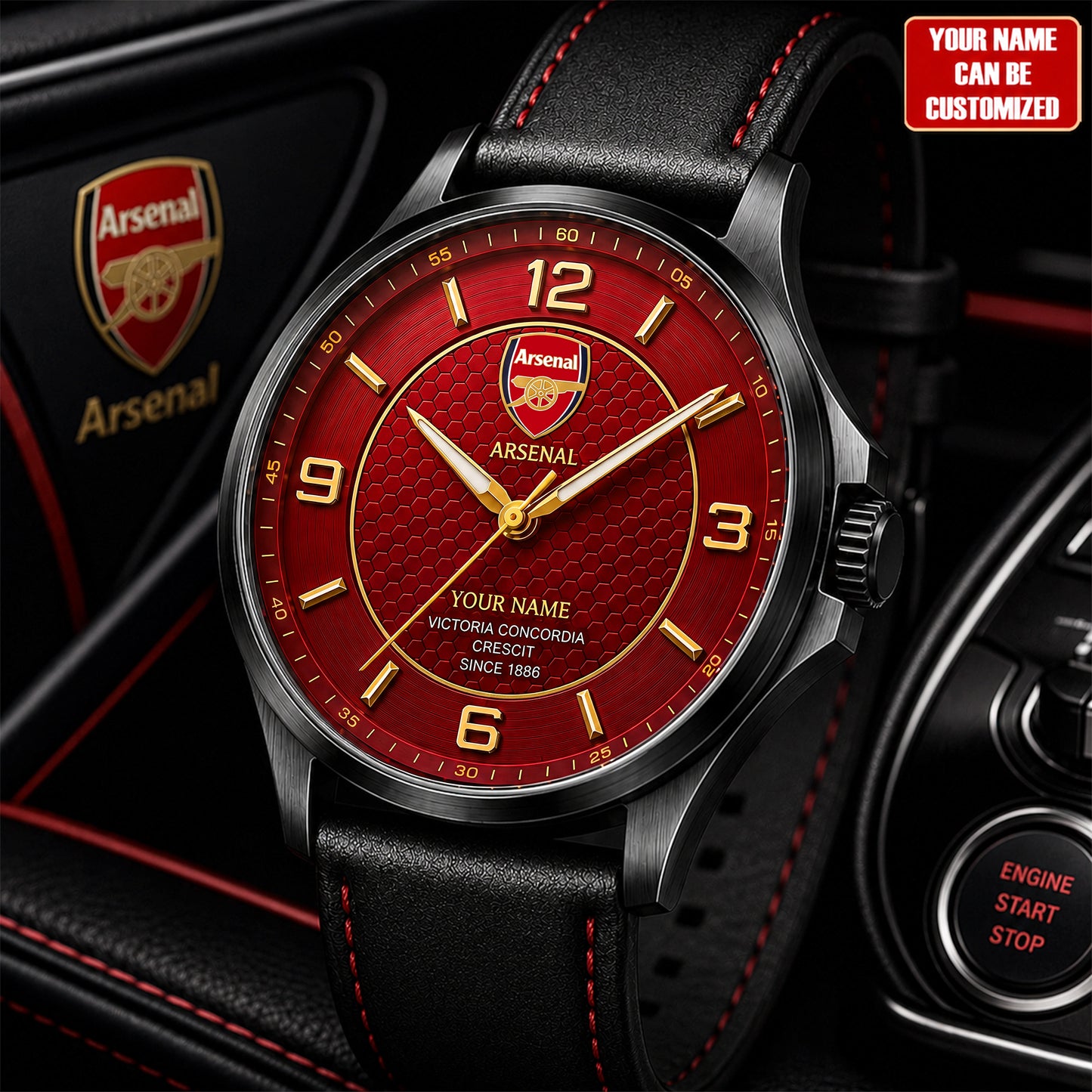 Personalized Arsenal Luxury Leather Strap Watch