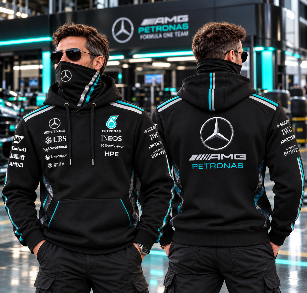 Personalized Merc AMG Petronas Masked Hoodie