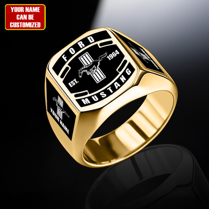 F Mustang Custom Name Classic Design Ring