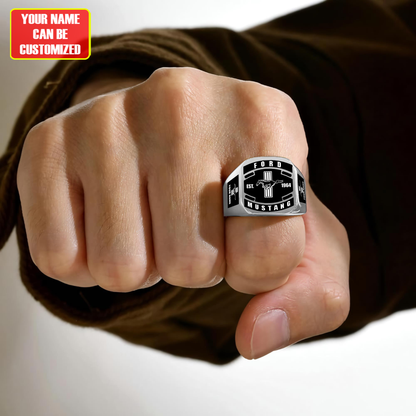 F Mustang Custom Name Classic Design Ring