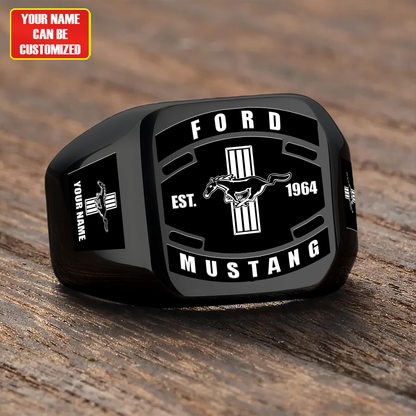 F Mustang Custom Name Classic Design Ring