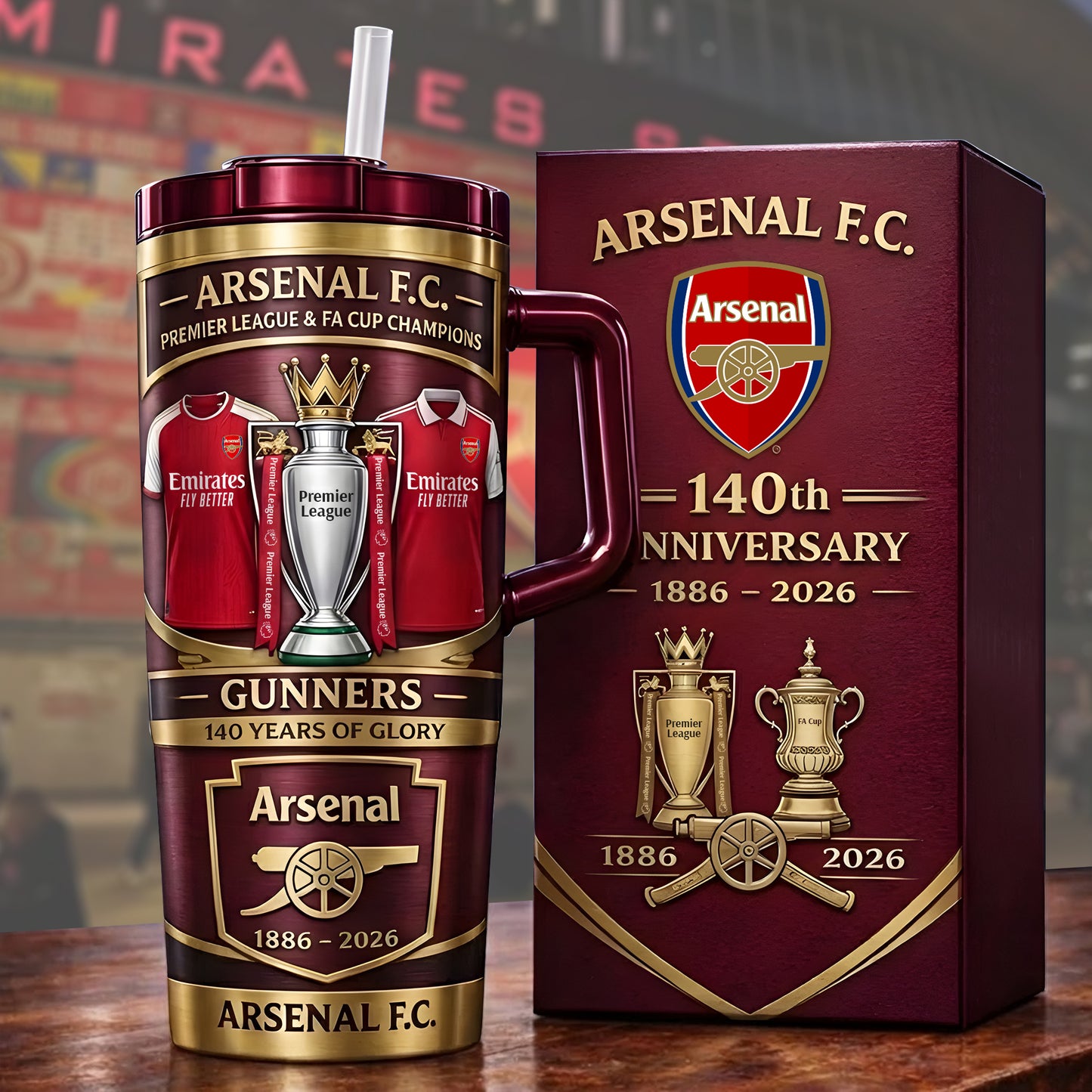 Arsenal 140 Years of Glory Insulated Tumbler 30oz 40oz