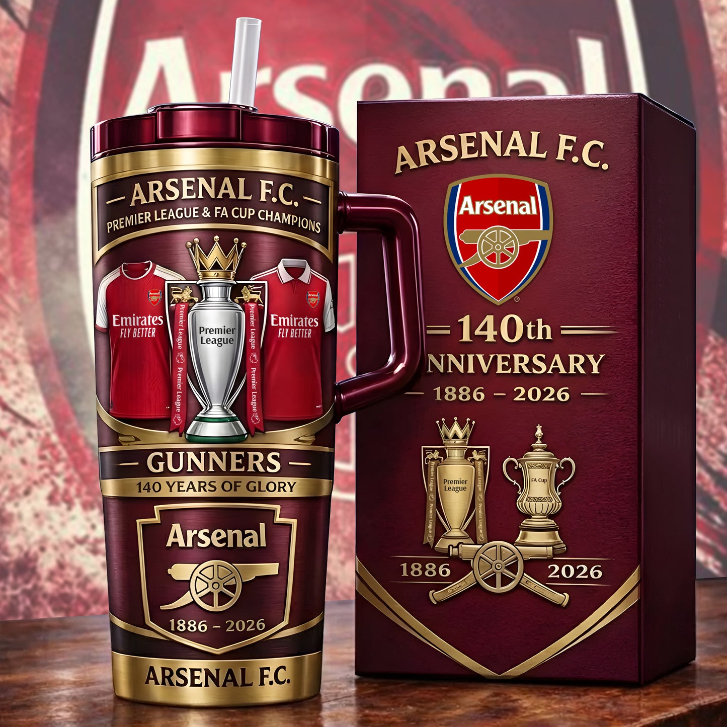 Arsenal 140 Years of Glory Insulated Tumbler 30oz 40oz