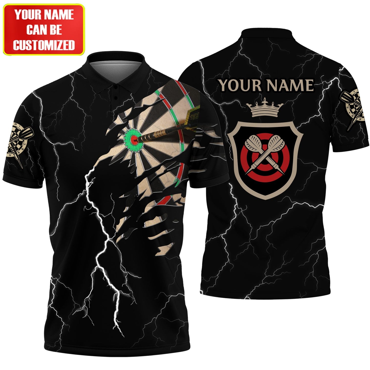 Dart Black lighting - Personalized Name Dart Player Shirt P300301