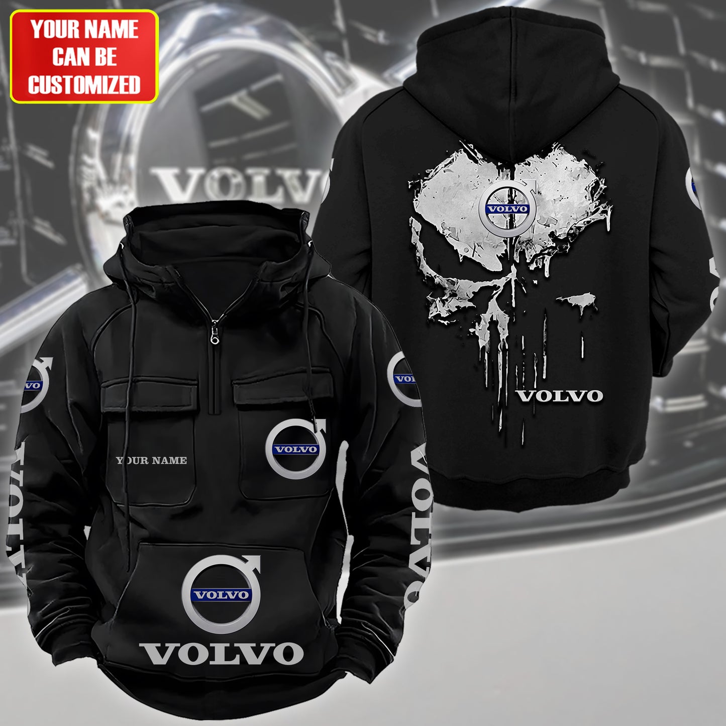 Personalized Vv Skull Retro Cotton Hoodie