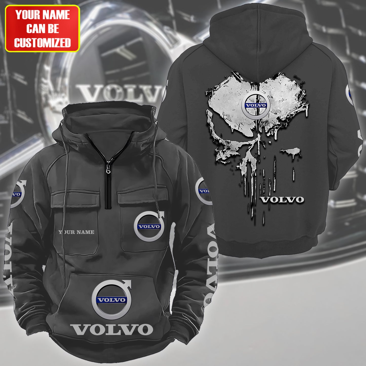 Personalized Vv Skull Retro Cotton Hoodie