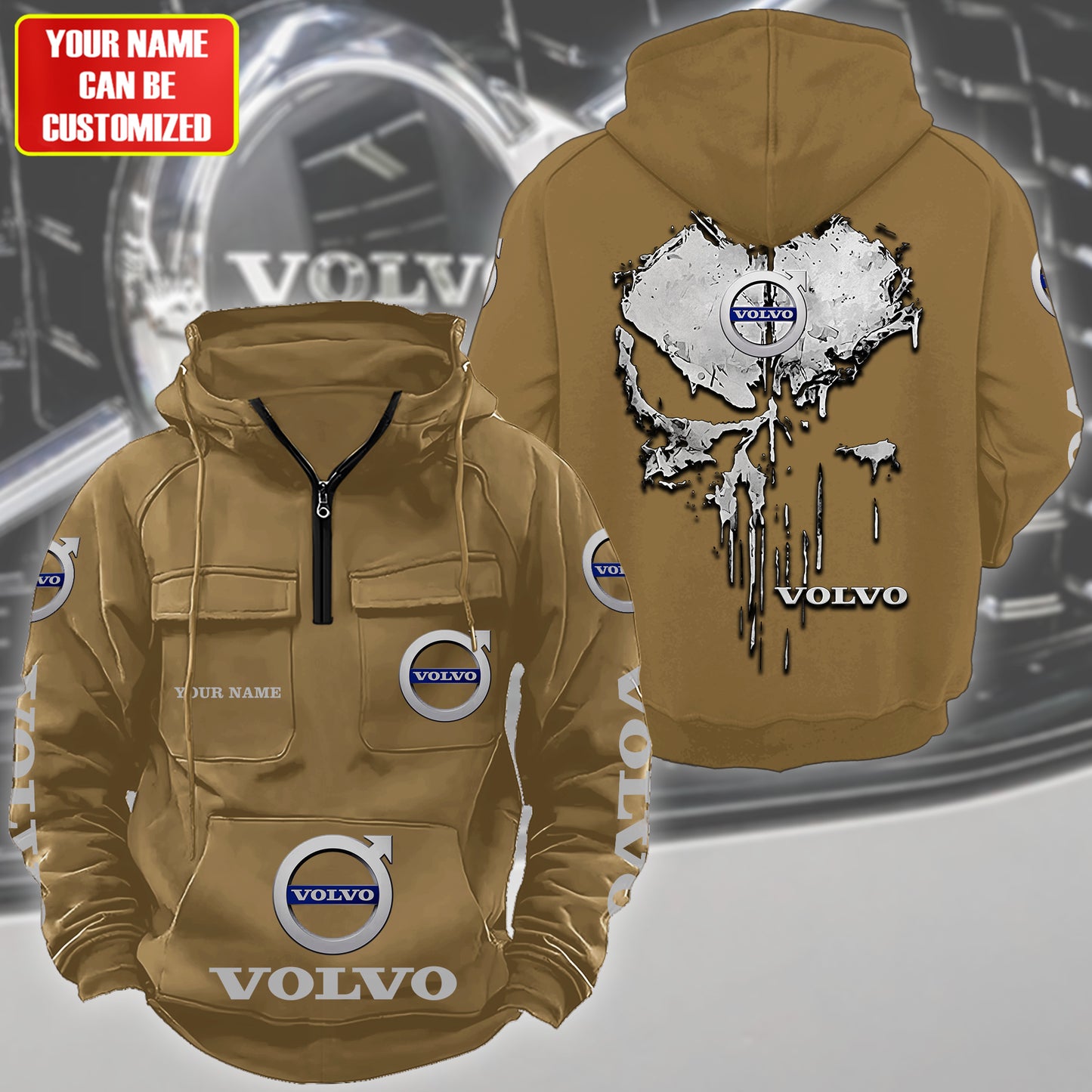 Personalized Vv Skull Retro Cotton Hoodie