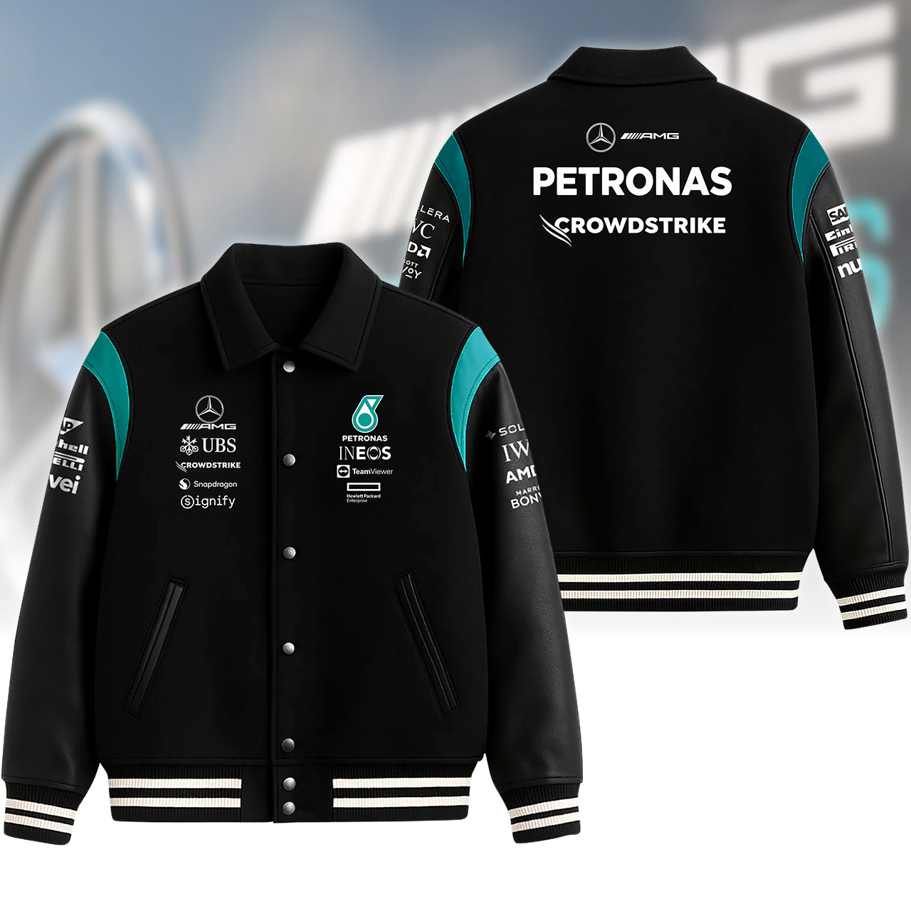 Merc Amg Petronas All Over Printed Bomber Jacket