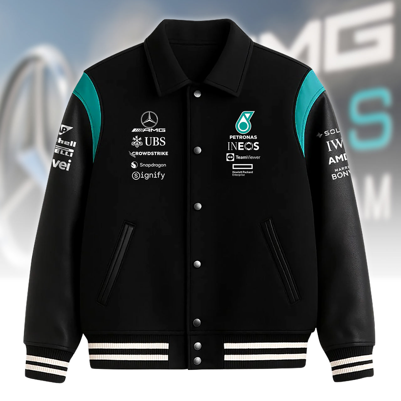 Merc Amg Petronas All Over Printed Bomber Jacket