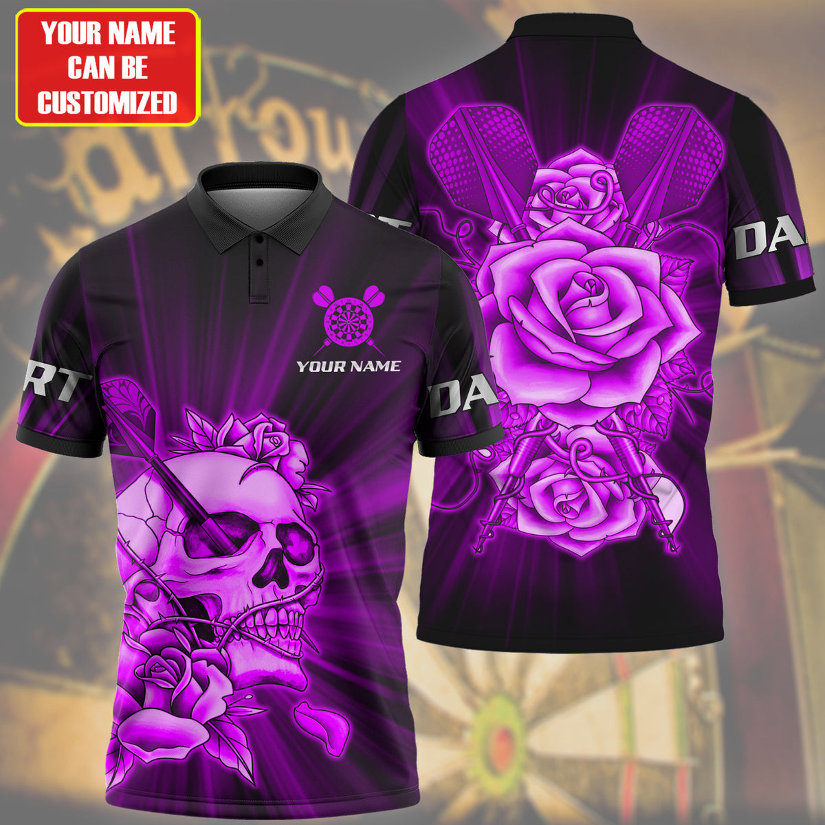 Personalized Name Purple Darts Rose All Over Printed Unisex Shirt Q010306