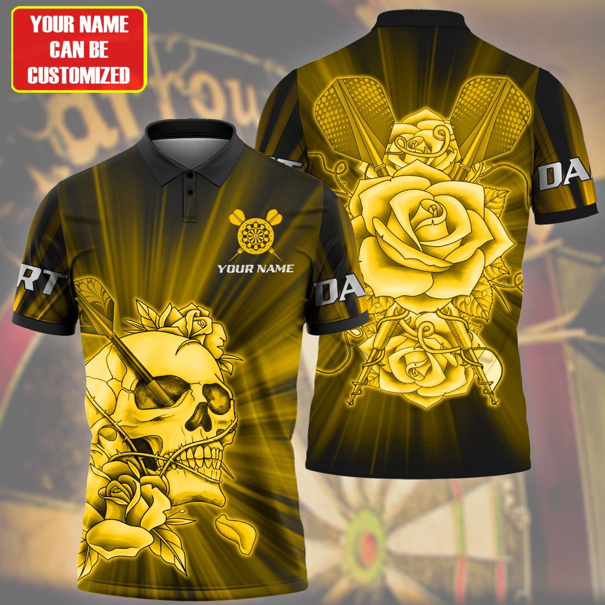 Personalized Name Yellow Darts Rose All Over Printed Unisex Shirt Q010306