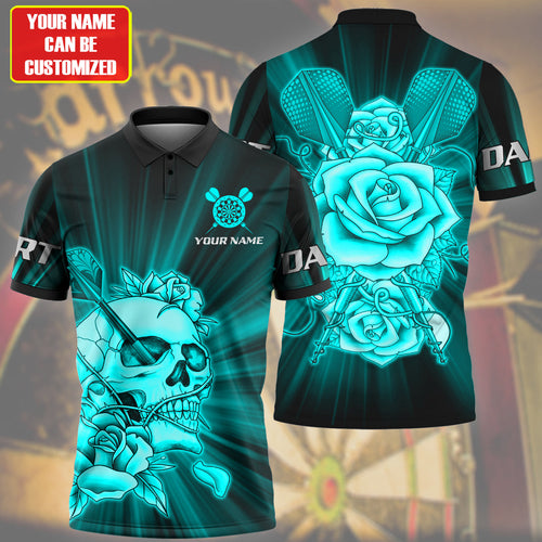 Personalized Name Teal Darts Rose All Over Printed Unisex Shirt Q010306