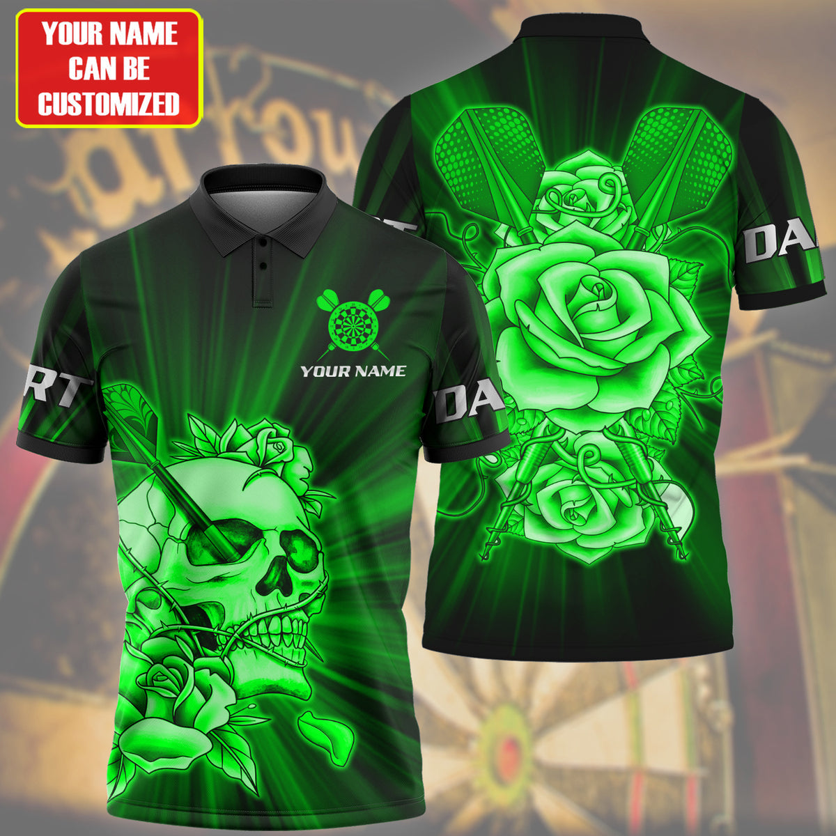 Personalized Name Green Darts Rose All Over Printed Unisex Shirt Q010306