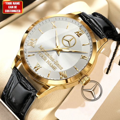 Personalized Merc Elegant Leather Strap Watch