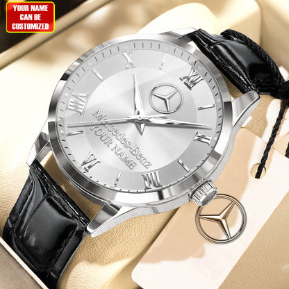 Personalized Merc Elegant Leather Strap Watch