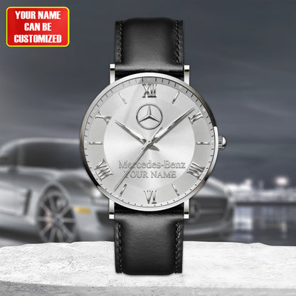 Personalized Merc Elegant Leather Strap Watch
