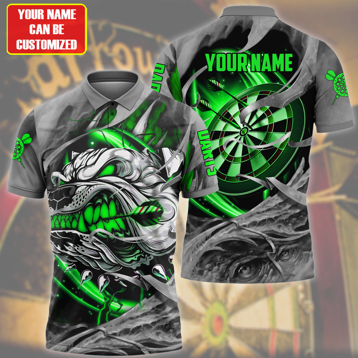 Personalized Green Bulldog Darts All Over Printed Unisex Shirt Q010601