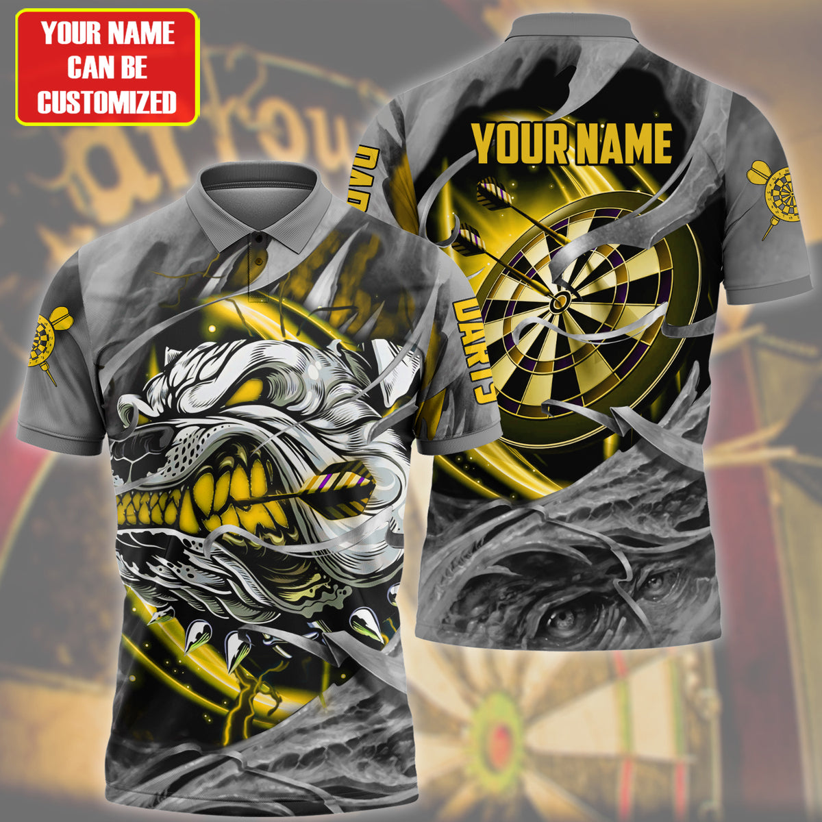 Personalized Yellow Bulldog Darts All Over Printed Unisex Shirt Q010601