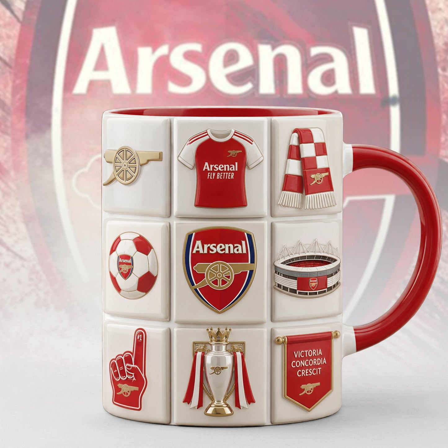 Arsenal FC Accent Mug , Cream Mug Gifts , Holiday Gifts