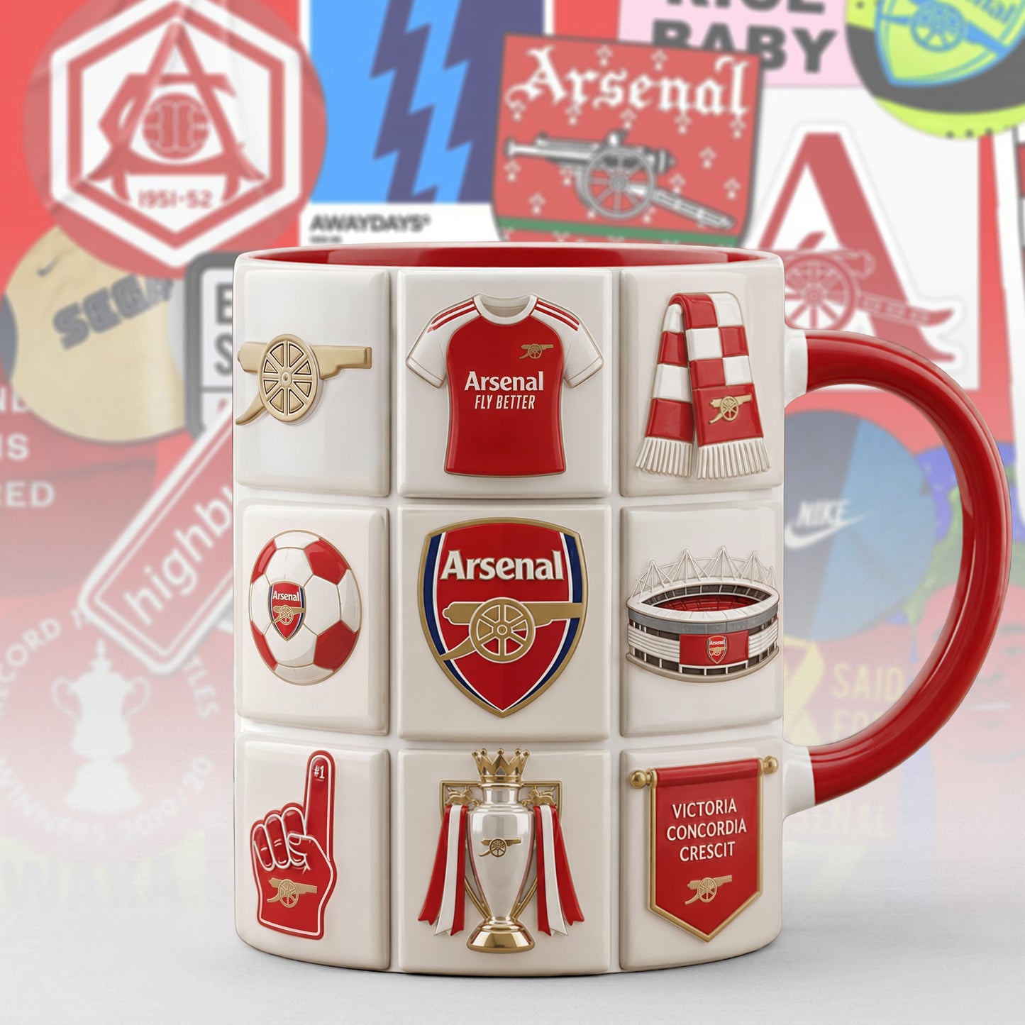 Arsenal FC Accent Mug , Cream Mug Gifts , Holiday Gifts