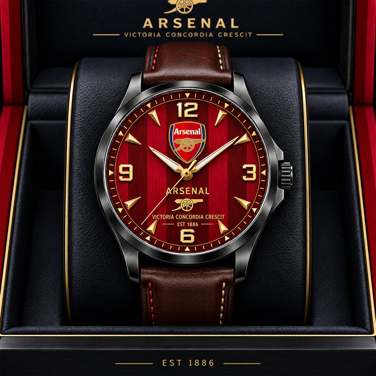 Personalized Arsenal FC Premium Luxury Leather Strap Watch