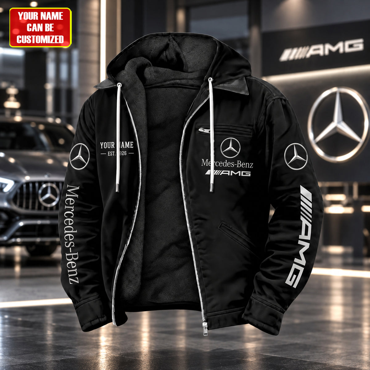 Personalized Merc AMG EST 1926 Fur lining Paddle Jacket