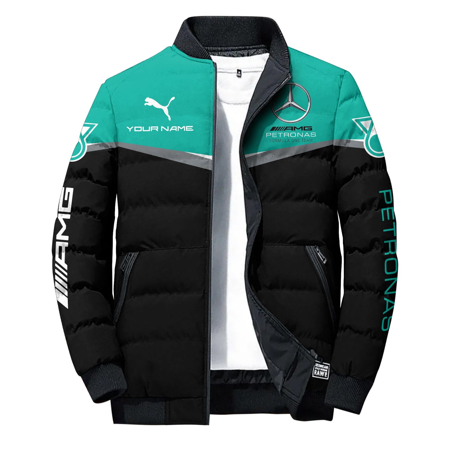 Personalized Merc AMG Petronas Sport Puffer Jacket 3D