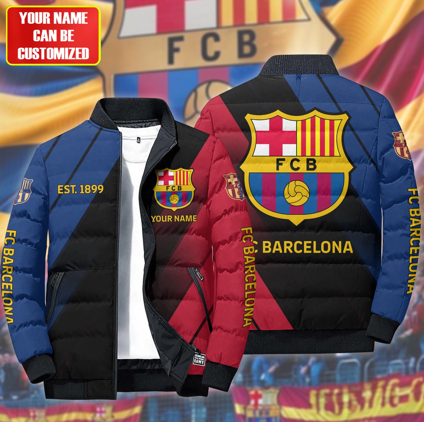 Personalized Barca FC Sport Puffer Jacket 3D V3