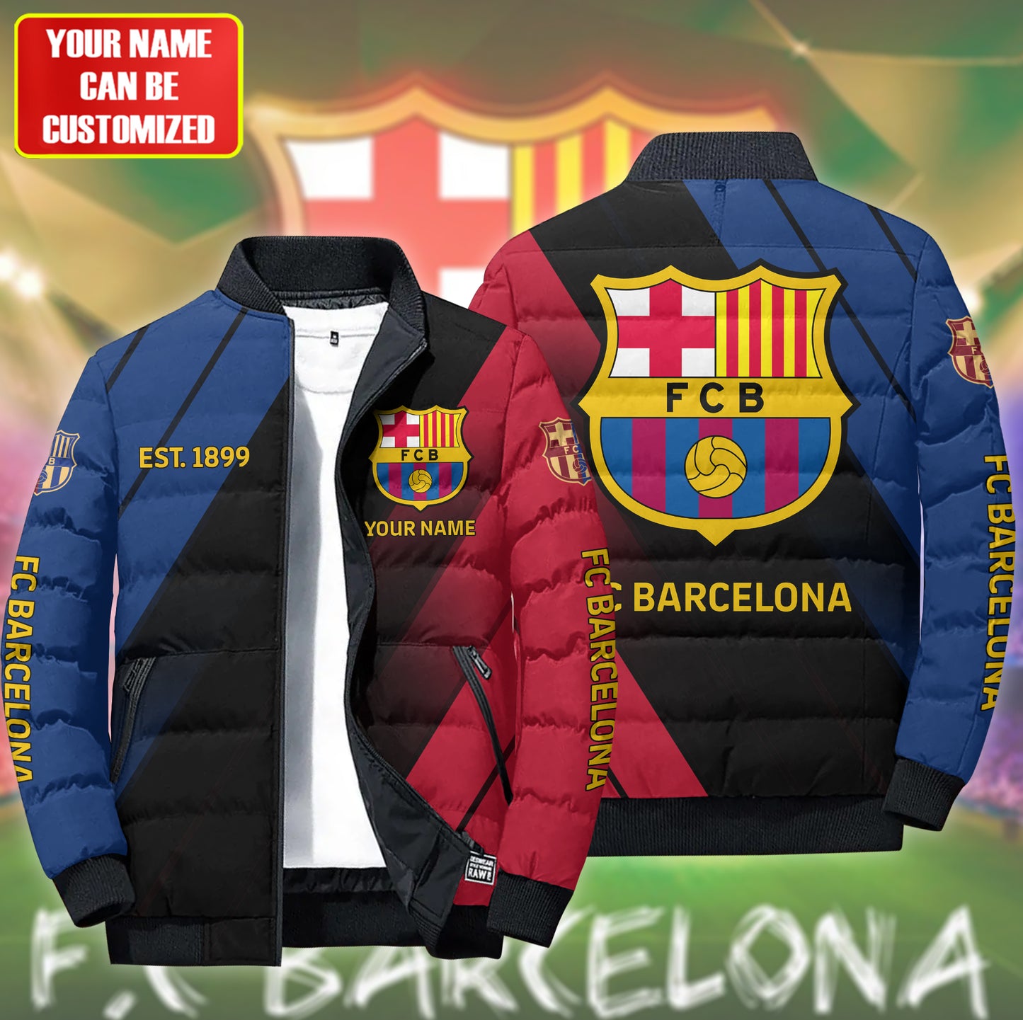 Personalized Barca FC Sport Puffer Jacket 3D V3