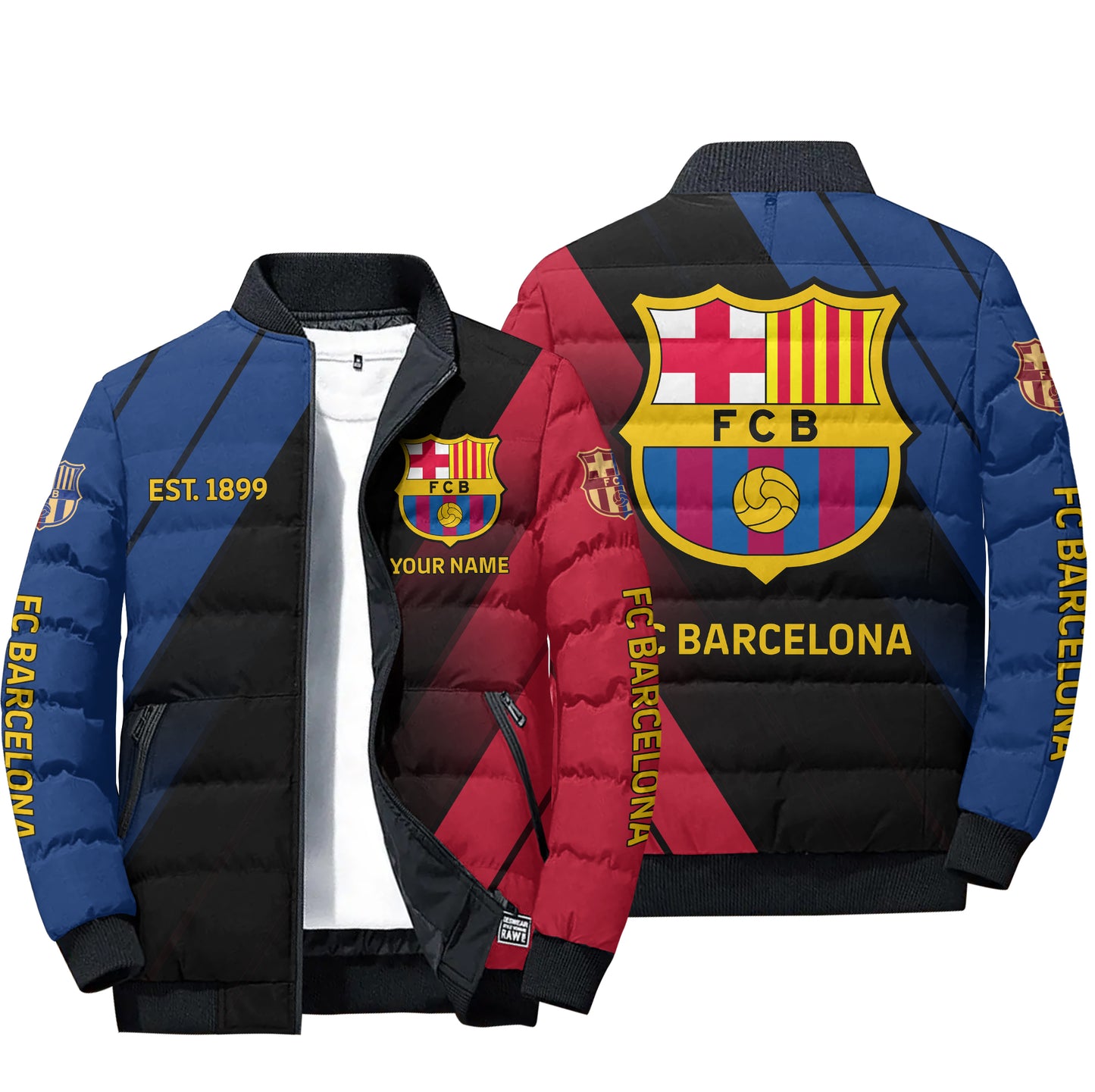 Personalized Barca FC Sport Puffer Jacket 3D V3