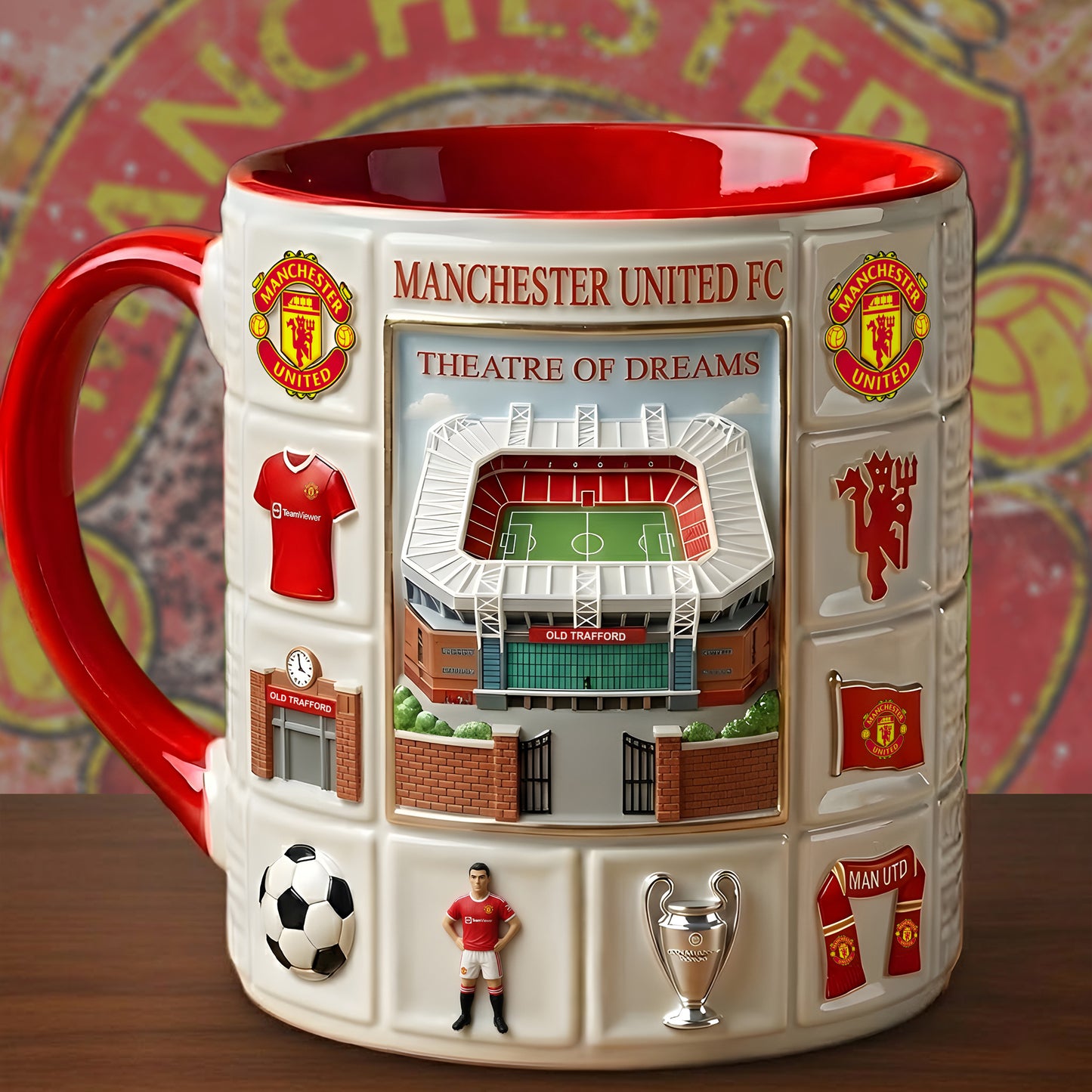 Personalized MU FC Stadium Accent Mug , Cream Mug Gifts , Holiday Gifts