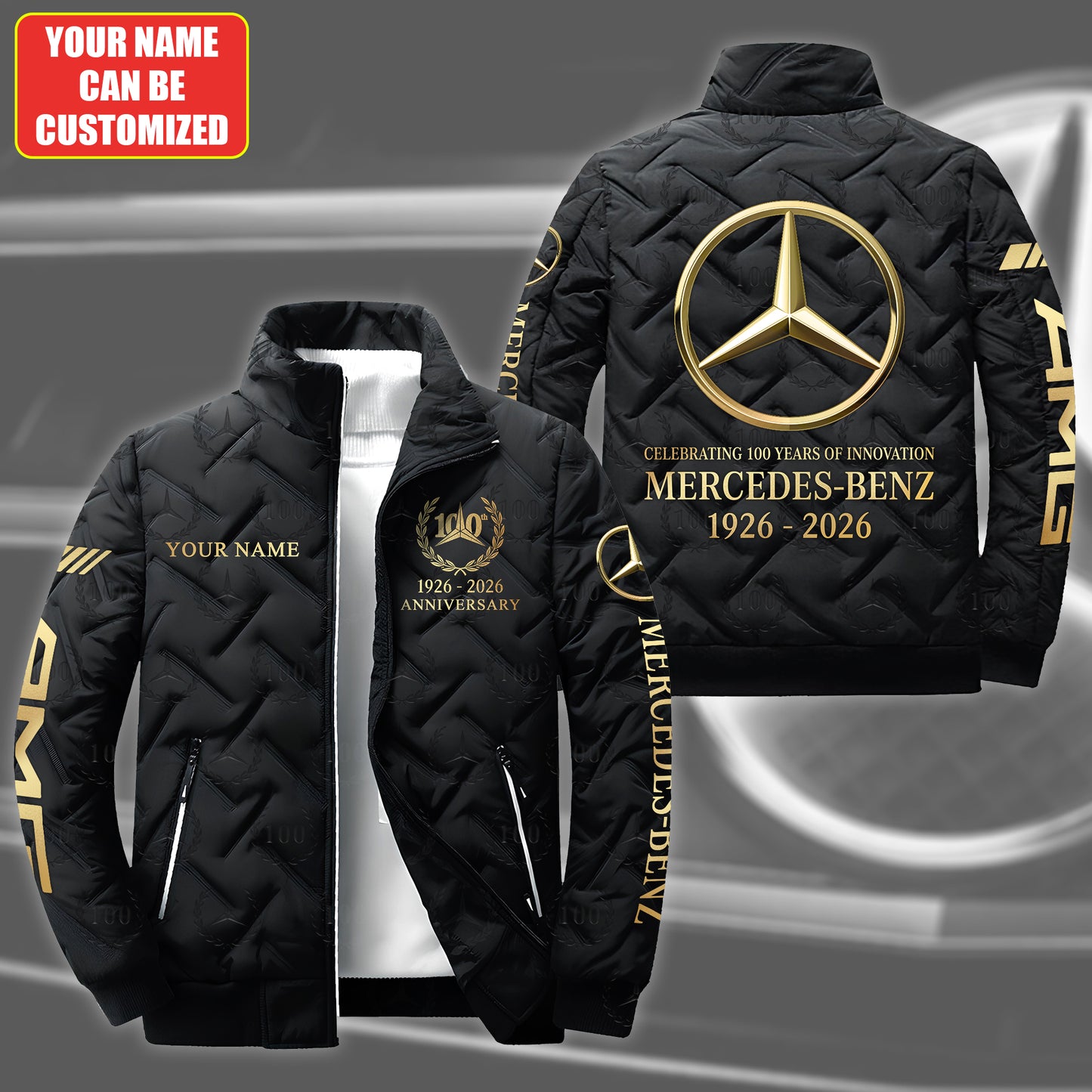 Personalized Merc 100th Anniversary Luxury Puffer Jacket