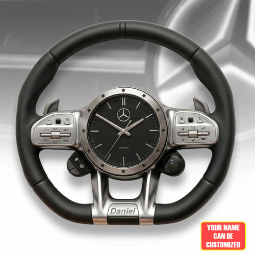 Merc Steering Wheel Home Decorative 3D Visual Effect Acrylic Wall Clock