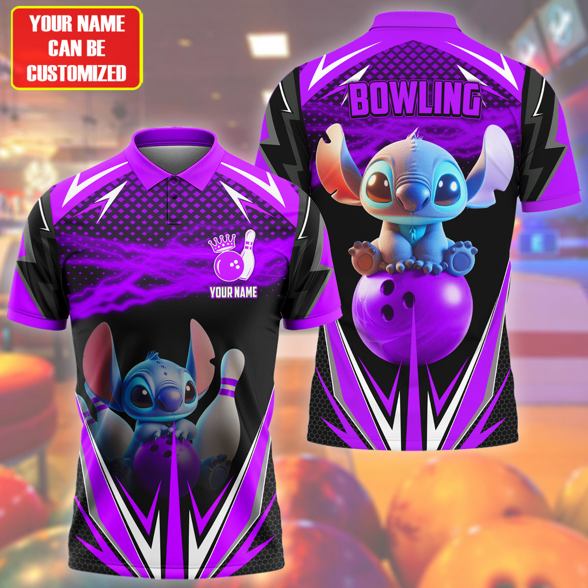 Personalized Name Cute ST Bowling Purple Version All Over Printed Unisex Shirt Q020706