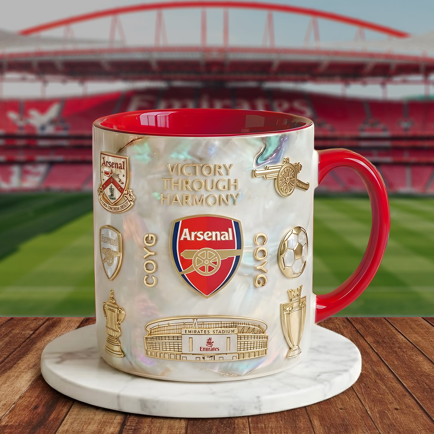 Arsenal FC Dream Accent Mug , Cream Mug Gifts , Holiday Gifts
