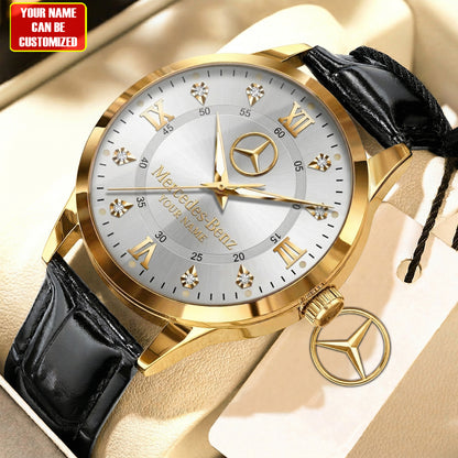 Personalized Merc Elegant Leather Strap Watch V2