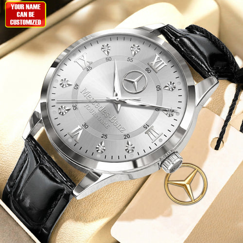 Personalized Merc Elegant Leather Strap Watch V2