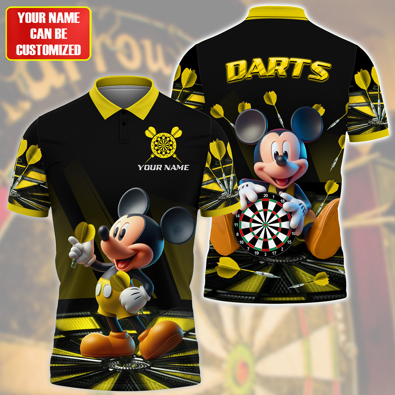 Personalized Name Mk Darts Q6 Yellow Version All Over Printed Unisex Shirt Q030601