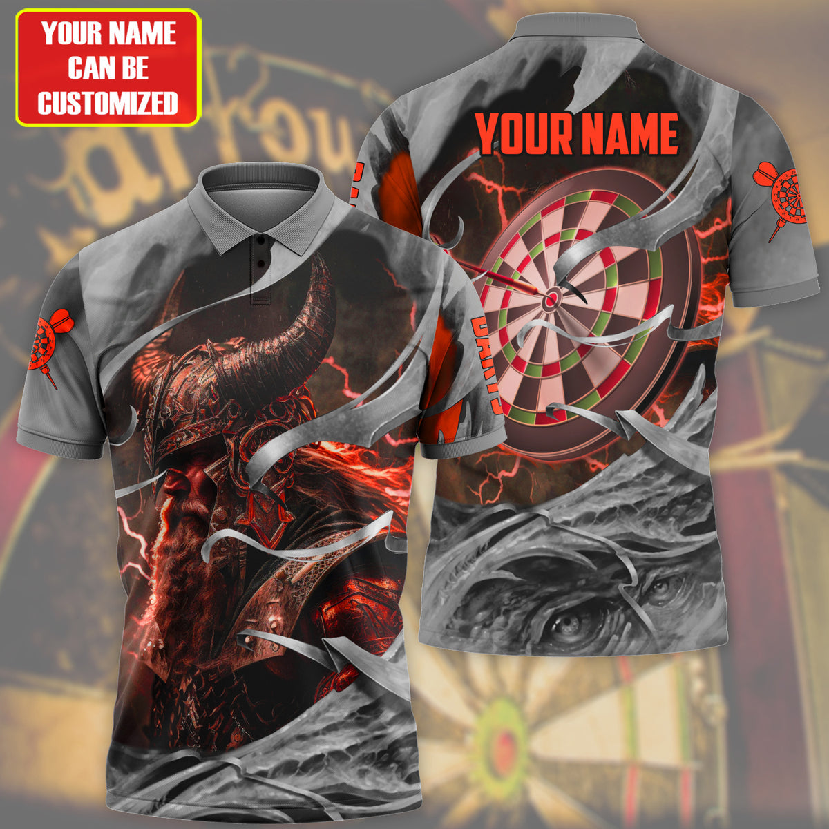 Personalized Name Red Vikings Darts All Over Printed Unisex Shirt Q030803