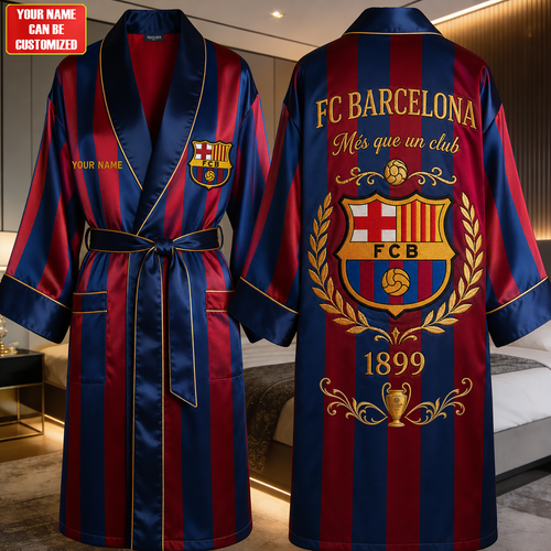Barca FC Champions- Personalized Barca Satin Robe