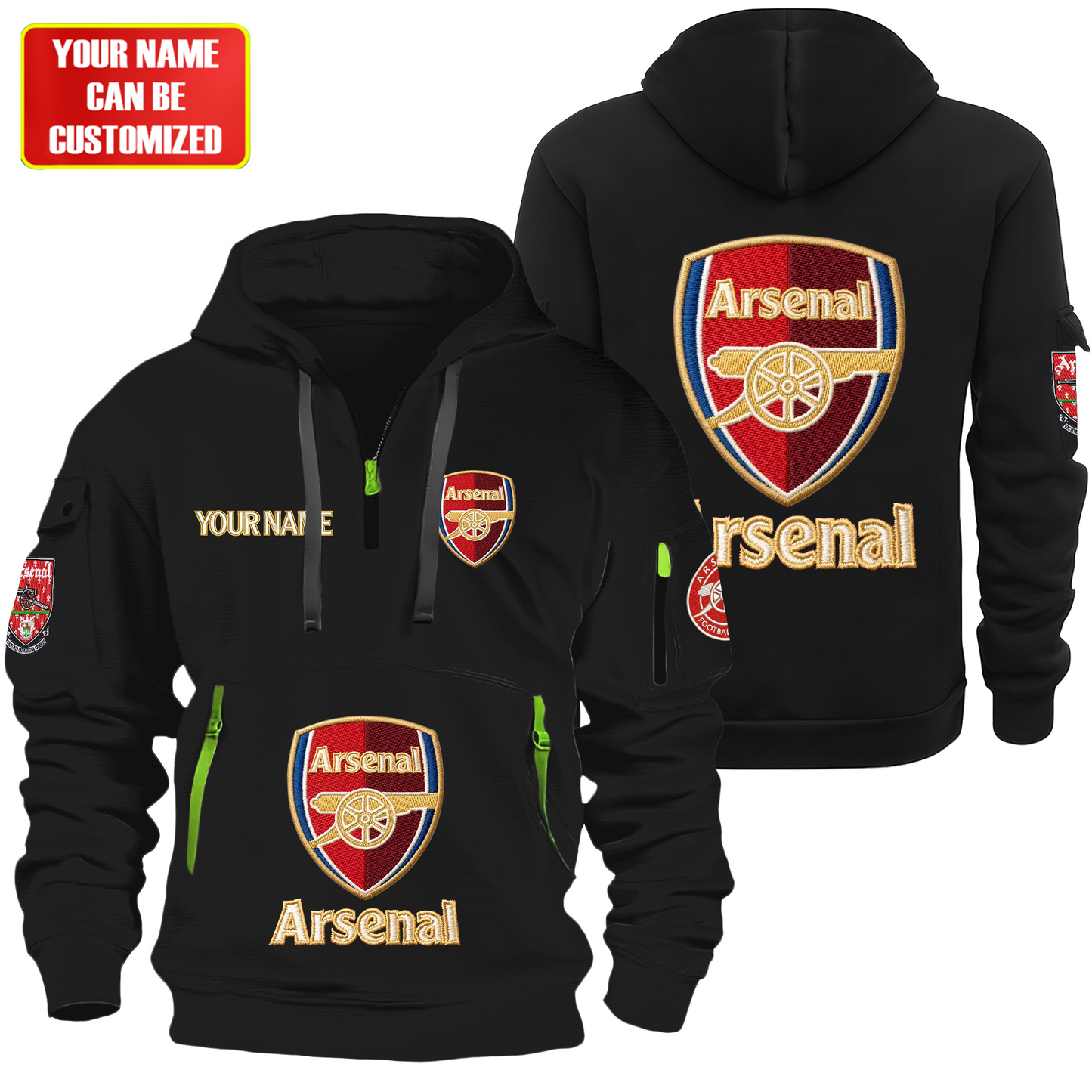 Personalized Arsenal FC Embroidery Zip-Hoodie Cotton Jacket